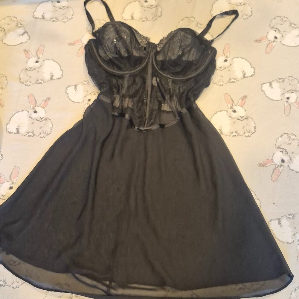 Cacique Black Lace Negligee 18/20